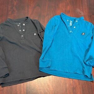 Rags to Raches Long Sleeve Henley Shirts in Blue and Black